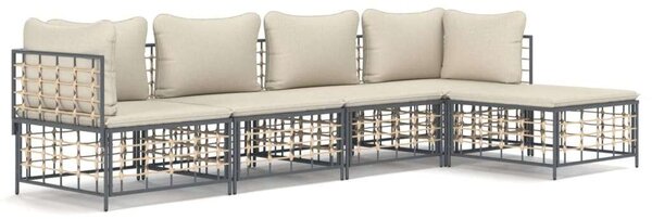 VidaXL Polyrattan Kerti Ülőgarnitúra - 5 részes - Antracit Szürke