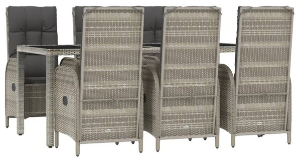7 részes szürke polyrattan kerti étkezőgarnitúra párnával