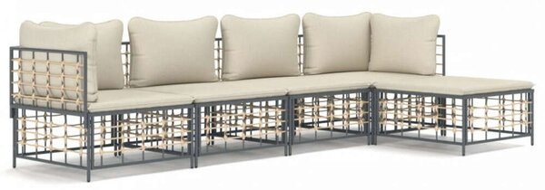 VidaXL Polyrattan Kerti Ülőgarnitúra - 5 részes - Antracit Szürke