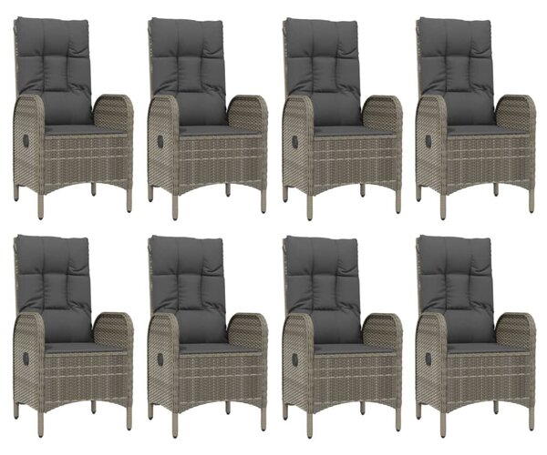 9 részes szürke polyrattan kerti étkezőgarnitúra párnával