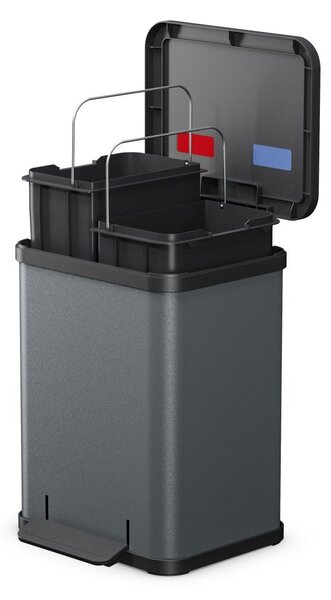 Hailo Öko duo Plus M 2x9 literes szelektív Műanyag + acél hulladékgyűjtő - Matt sötétszürke