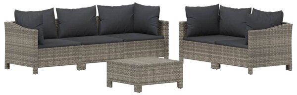 6 részes szürke polyrattan kerti ülőgarnitúra párnákkal