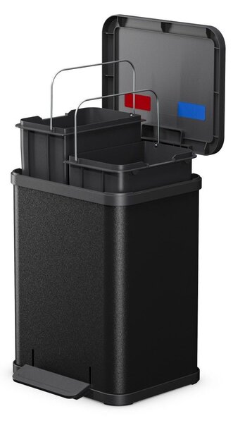 Hailo Öko duo Plus M 2x9 literes szelektív Műanyag + acél hulladékgyűjtő - Matt fekete