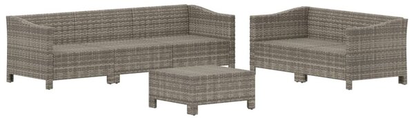 6 részes szürke polyrattan kerti ülőgarnitúra párnákkal