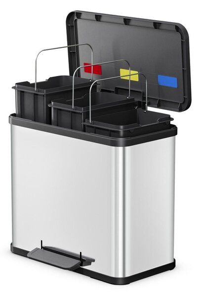 Hailo Öko trio Plus L 3x9 Literes acél szelektív hulladékgyűjtő - Ezüst