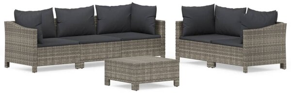 6 részes szürke polyrattan kerti ülőgarnitúra párnákkal