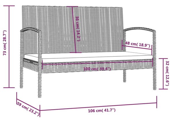Polyrattan Kerti Ülőgarnitúra - 16 részes - Fekete