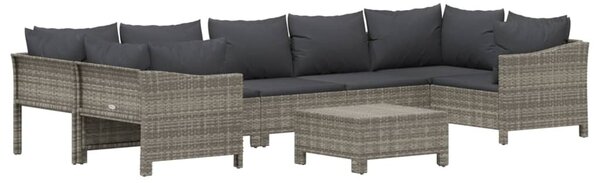 8 részes szürke polyrattan kerti ülőgarnitúra párnákkal