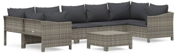 8 részes szürke polyrattan kerti ülőgarnitúra párnákkal
