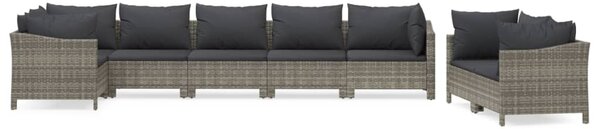 8 részes szürke polyrattan kerti ülőgarnitúra párnákkal