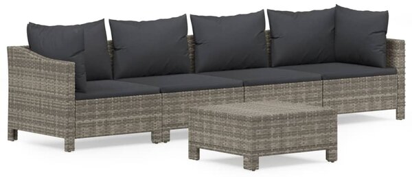 5 részes szürke polyrattan kerti ülőgarnitúra párnákkal