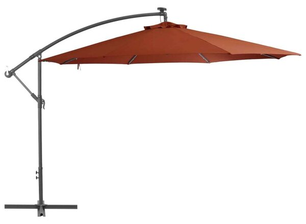 350 cm-es Konzolos Napernyő - Terrakotta - LED Világítással