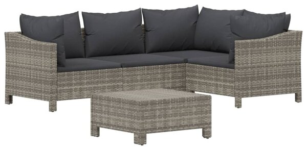5 részes szürke polyrattan kerti ülőgarnitúra párnákkal