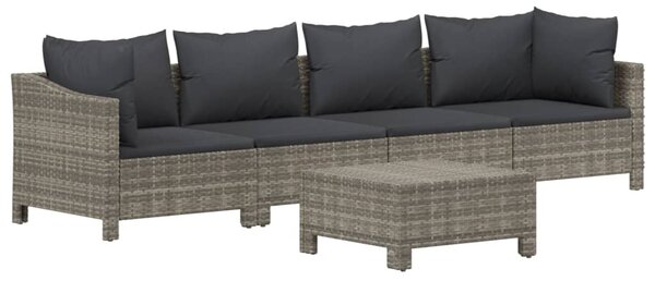 5 részes szürke polyrattan kerti ülőgarnitúra párnákkal