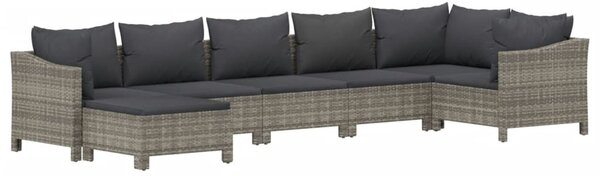 7 részes szürke polyrattan kerti ülőgarnitúra párnákkal
