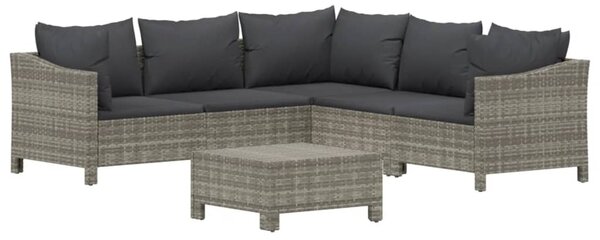 6 részes szürke polyrattan kerti ülőgarnitúra párnákkal