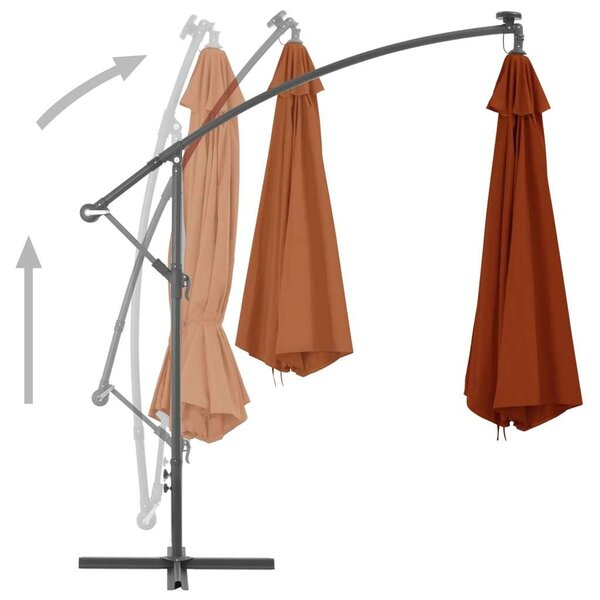 350 cm-es Konzolos Napernyő - Terrakotta - LED Világítással