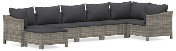 7 részes szürke polyrattan kerti ülőgarnitúra párnákkal