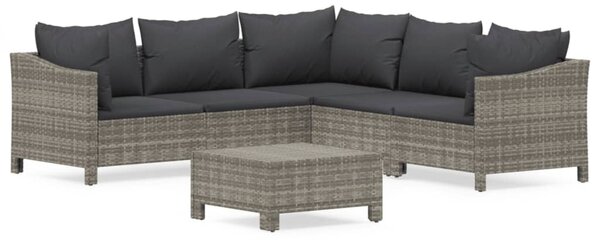 6 részes szürke polyrattan kerti ülőgarnitúra párnákkal