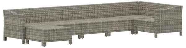 7 részes szürke polyrattan kerti ülőgarnitúra párnákkal