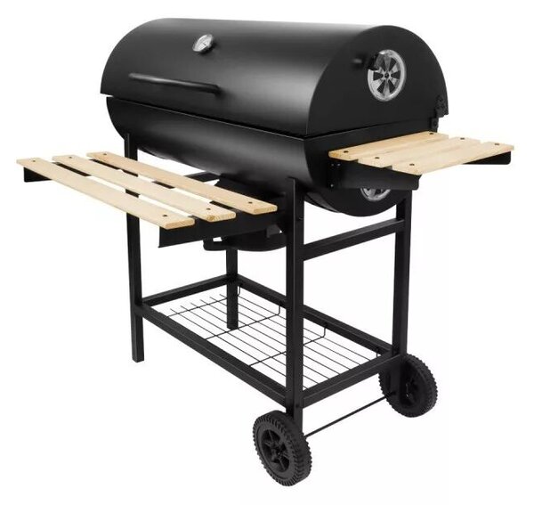 Faszenes BBQ grillsütő ,Krómozott rács ,Beépített hőmérő