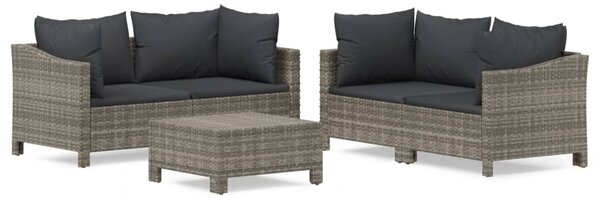 5 részes szürke polyrattan kerti ülőgarnitúra párnákkal