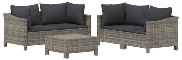 5 részes szürke polyrattan kerti ülőgarnitúra párnákkal