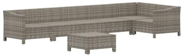 7 részes szürke polyrattan kerti ülőgarnitúra párnákkal