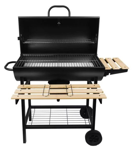 Faszenes BBQ grillsütő ,Krómozott rács ,Beépített hőmérő