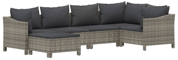 6 részes szürke polyrattan kerti ülőgarnitúra párnákkal
