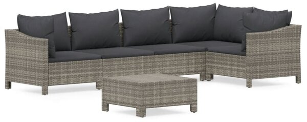 6 részes szürke polyrattan kerti ülőgarnitúra párnákkal