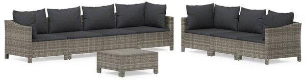 8 részes szürke polyrattan kerti ülőgarnitúra párnákkal