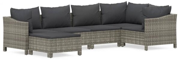 6 részes szürke polyrattan kerti ülőgarnitúra párnákkal