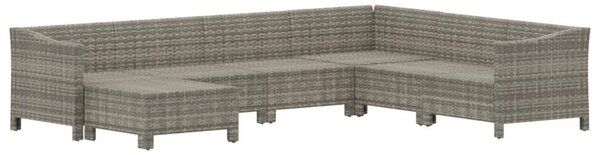 7 részes szürke polyrattan kerti ülőgarnitúra párnákkal