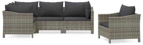 5 részes szürke polyrattan kerti ülőgarnitúra párnákkal