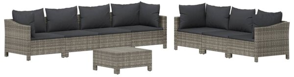 8 részes szürke polyrattan kerti ülőgarnitúra párnákkal