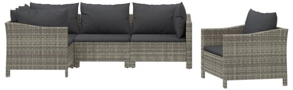 5 részes szürke polyrattan kerti ülőgarnitúra párnákkal