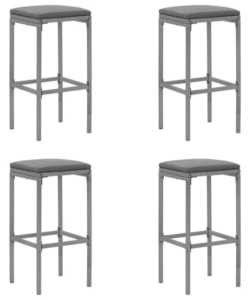5 részes szürke polyrattan kerti bárszett párnákkal