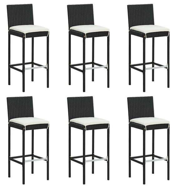 7 részes fekete polyrattan kerti bárszett párnákkal