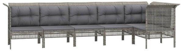 6 részes szürke polyrattan kerti ülőgarnitúra párnákkal