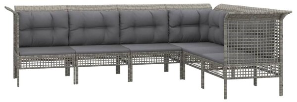 6 részes szürke polyrattan kerti ülőgarnitúra párnákkal