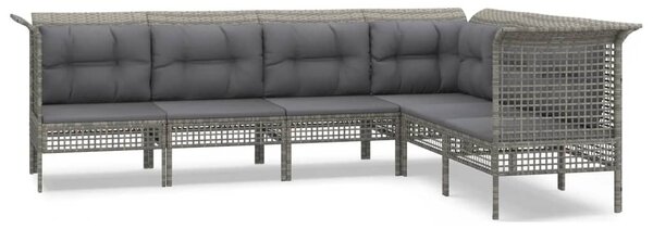 6 részes szürke polyrattan kerti ülőgarnitúra párnákkal