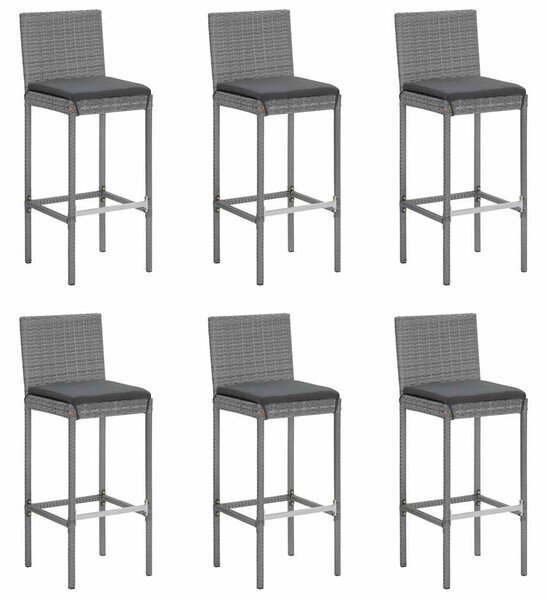 7 részes szürke polyrattan kerti bárszett párnákkal