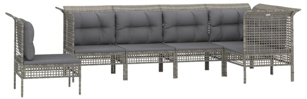 6 részes szürke polyrattan kerti ülőgarnitúra párnákkal
