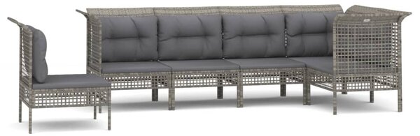 6 részes szürke polyrattan kerti ülőgarnitúra párnákkal