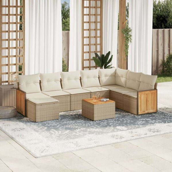 VidaXL Polyrattan Kerti Ülőgarnitúra - 9 részes - Bézs