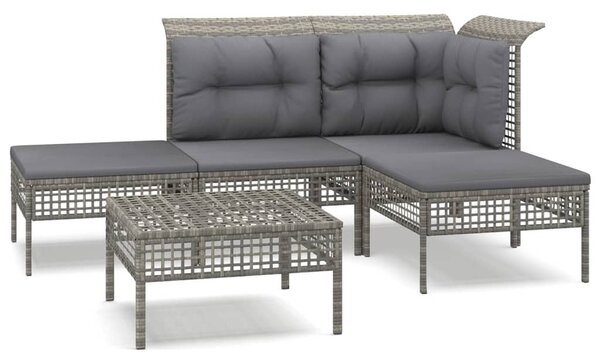 5 részes szürke polyrattan kerti ülőgarnitúra párnákkal