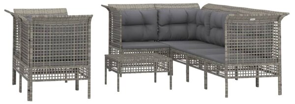 8 részes szürke polyrattan kerti ülőgarnitúra párnákkal