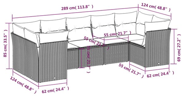 VidaXL Polyrattan Kerti Ülőgarnitúra - 7 részes - Barna