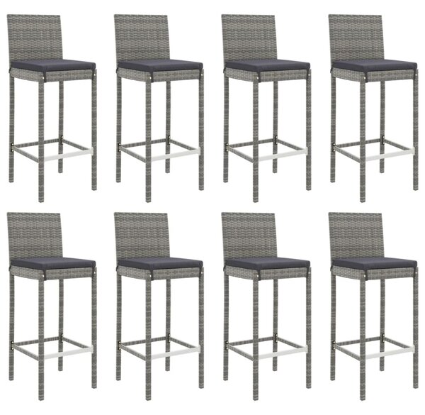 9 részes szürke polyrattan kerti bárszett párnával